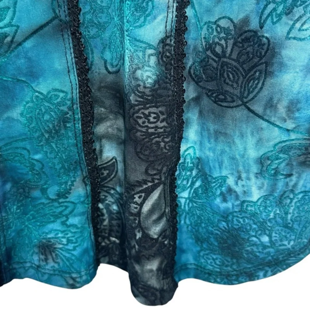 Vtg Y2K Women's Corset Top Sz L Velvet Witchy Fairy Gothic Blue Black Sam and Jo - Picture 10 of 16